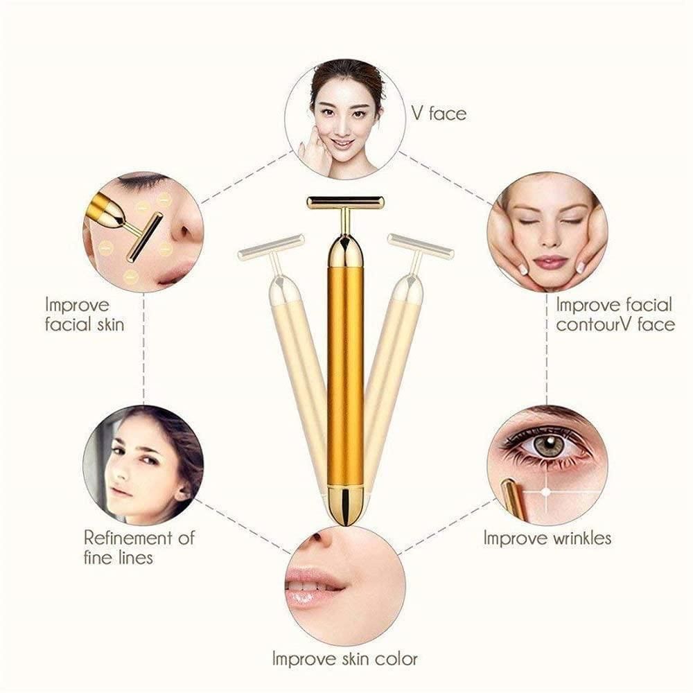24K Gold Electric Face Lift Beauty Bar – Skin Tightening Massager
