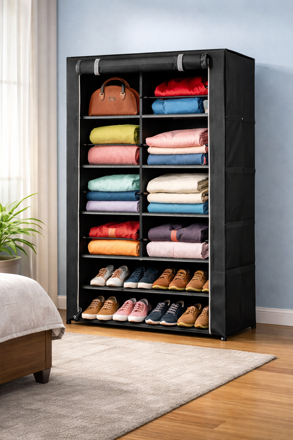🧥 6 Rack Collapsible Wardrobe Cabinet and Shoe Rack